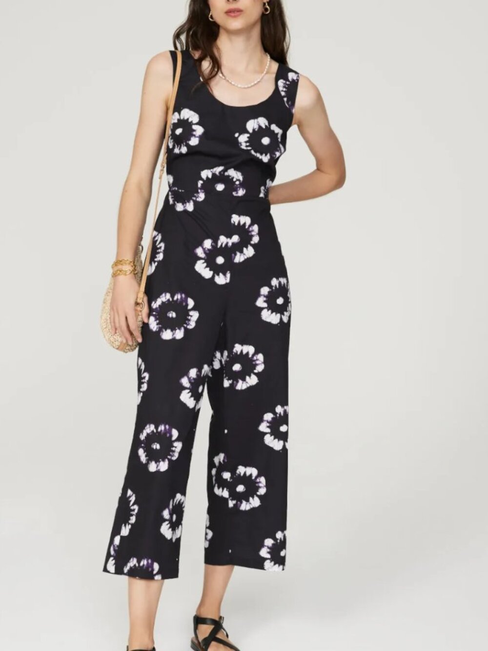 Busayo x RTR Floral Tie Back Jumpsuit -6- Navy/Purple-White- MSRP $370